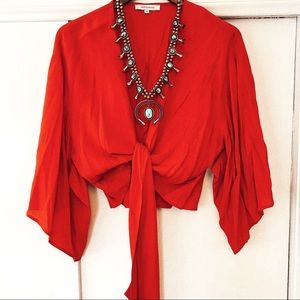 Olivaceous Front Tie Top